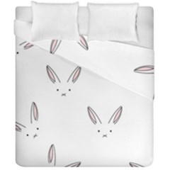 Bunny Line Rabbit Face Animals White Pink Duvet Cover Double Side (california King Size) by Mariart