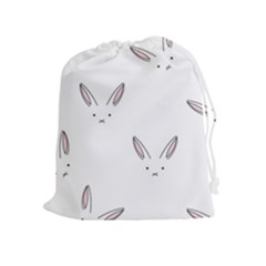 Bunny Line Rabbit Face Animals White Pink Drawstring Pouches (extra Large) by Mariart