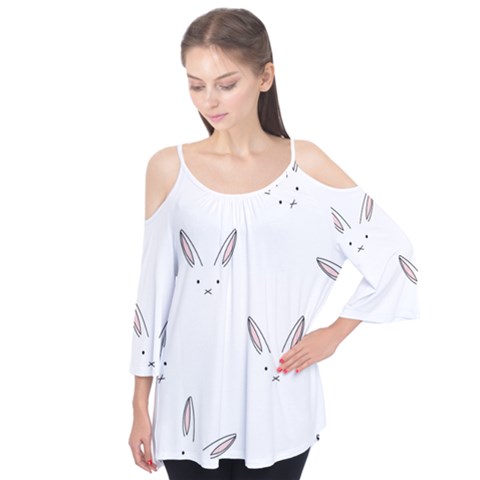 Bunny Line Rabbit Face Animals White Pink Flutter Tees by Mariart