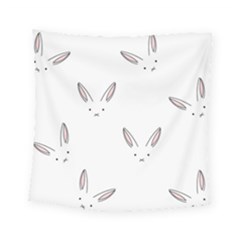 Bunny Line Rabbit Face Animals White Pink Square Tapestry (small) by Mariart