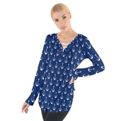 Blue White Anchor Women s Tie Up Tee by Mariart