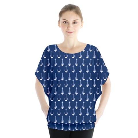 Blue White Anchor Blouse by Mariart