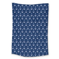 Blue White Anchor Large Tapestry