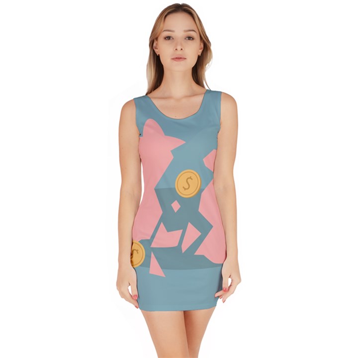 Coins Pink Coins Piggy Bank Dollars Money Tubes Sleeveless Bodycon Dress