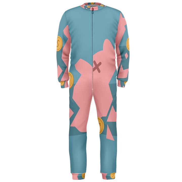 Coins Pink Coins Piggy Bank Dollars Money Tubes OnePiece Jumpsuit (Men) 