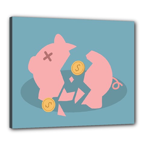 Coins Pink Coins Piggy Bank Dollars Money Tubes Canvas 24  X 20  by Mariart