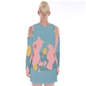 Coins Pink Coins Piggy Bank Dollars Money Tubes Velvet Long Sleeve Shoulder Cutout Dress View2