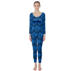 Blue Dragon Snakeskin Skin Snake Wave Chefron Long Sleeve Catsuit by Mariart