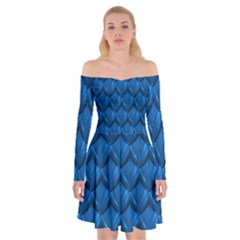 Blue Dragon Snakeskin Skin Snake Wave Chefron Off Shoulder Skater Dress