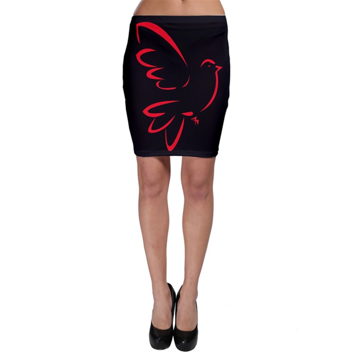 Dove Red Black Fly Animals Bird Bodycon Skirt