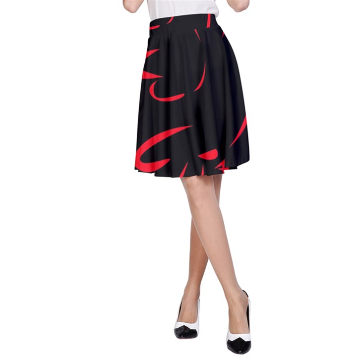 Dove Red Black Fly Animals Bird A-Line Skirt