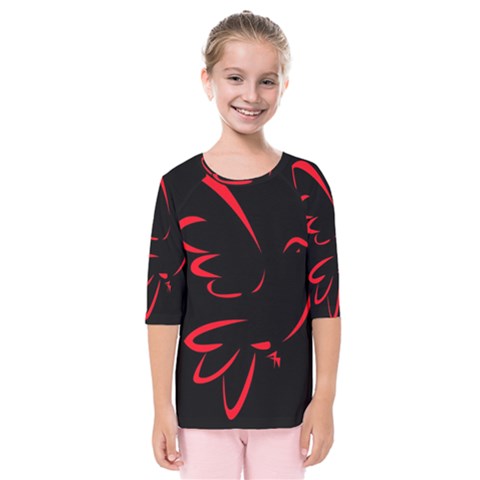 Dove Red Black Fly Animals Bird Kids  Quarter Sleeve Raglan Tee by Mariart