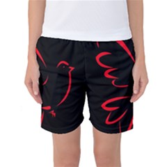 Dove Red Black Fly Animals Bird Women s Basketball Shorts by Mariart