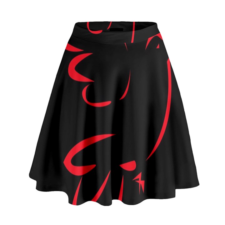 Dove Red Black Fly Animals Bird High Waist Skirt