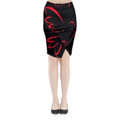 Dove Red Black Fly Animals Bird Midi Wrap Pencil Skirt by Mariart