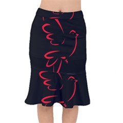 Dove Red Black Fly Animals Bird Mermaid Skirt by Mariart