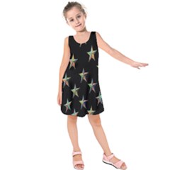 Colorful Gold Star Christmas Kids  Sleeveless Dress by Mariart