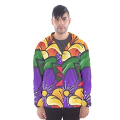 Bright Flowers Floral Sunflower Purple Orange Greeb Red Star Hooded Wind Breaker (men) by Mariart