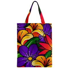 Bright Flowers Floral Sunflower Purple Orange Greeb Red Star Zipper Classic Tote Bag by Mariart