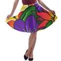 Bright Flowers Floral Sunflower Purple Orange Greeb Red Star A-line Skater Skirt View1