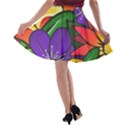 Bright Flowers Floral Sunflower Purple Orange Greeb Red Star A-line Skater Skirt View2