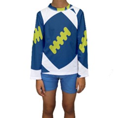 Football America Blue Green White Sport Kids  Long Sleeve Swimwear