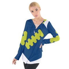 Football America Blue Green White Sport Women s Tie Up Tee by Mariart