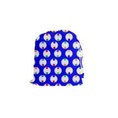 Easter Egg Fabric Circle Blue White Red Yellow Rainbow Drawstring Pouches (small)  by Mariart