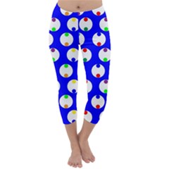 Easter Egg Fabric Circle Blue White Red Yellow Rainbow Capri Winter Leggings  by Mariart