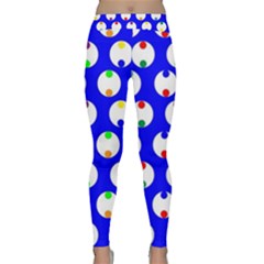 Easter Egg Fabric Circle Blue White Red Yellow Rainbow Classic Yoga Leggings by Mariart