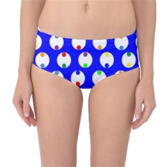 Easter Egg Fabric Circle Blue White Red Yellow Rainbow Mid-waist Bikini Bottoms