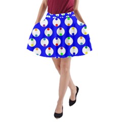 Easter Egg Fabric Circle Blue White Red Yellow Rainbow A-line Pocket Skirt by Mariart