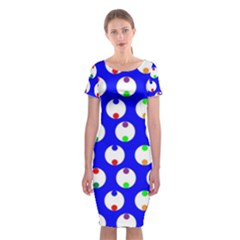 Easter Egg Fabric Circle Blue White Red Yellow Rainbow Classic Short Sleeve Midi Dress by Mariart