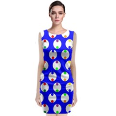 Easter Egg Fabric Circle Blue White Red Yellow Rainbow Sleeveless Velvet Midi Dress by Mariart