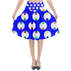 Easter Egg Fabric Circle Blue White Red Yellow Rainbow Flared Midi Skirt