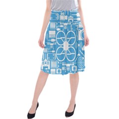 Drones Registration Equipment Game Circle Blue White Focus Midi Beach Skirt by Mariart