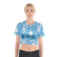 Drones Registration Equipment Game Circle Blue White Focus Cotton Crop Top by Mariart