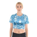 Drones Registration Equipment Game Circle Blue White Focus Cotton Crop Top View1