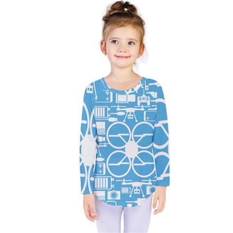 Drones Registration Equipment Game Circle Blue White Focus Kids  Long Sleeve Tee by Mariart