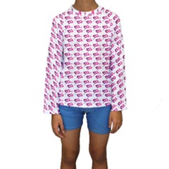 Heart Love Pink Purple Kids  Long Sleeve Swimwear by Mariart