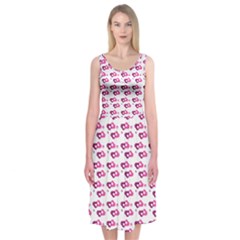 Heart Love Pink Purple Midi Sleeveless Dress by Mariart