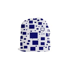 Illustrated Blue Squares Drawstring Pouches (small)  by Mariart