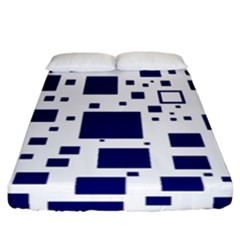 Illustrated Blue Squares Fitted Sheet (california King Size) by Mariart