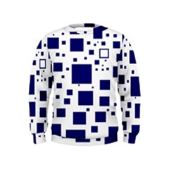 Illustrated Blue Squares Kids  Sweatshirt by Mariart