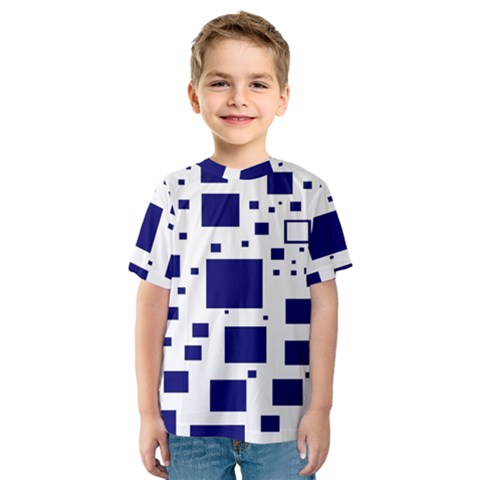 Illustrated Blue Squares Kids  Sport Mesh Tee by Mariart