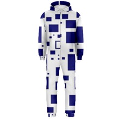 Illustrated Blue Squares Hooded Jumpsuit (men)  by Mariart