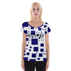 Illustrated Blue Squares Women s Cap Sleeve Top by Mariart