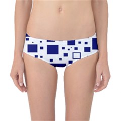 Illustrated Blue Squares Classic Bikini Bottoms