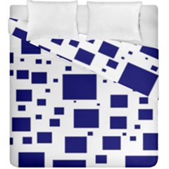 Illustrated Blue Squares Duvet Cover Double Side (king Size) by Mariart