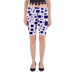 Illustrated Blue Squares Yoga Cropped Leggings by Mariart